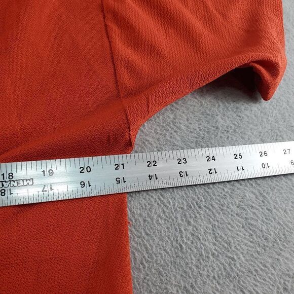 Counterparts Top Womens Medium Orange Blouse Short Sleeve Knot Hem Button Front - Picture 3 of 9